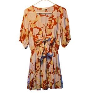 Kivari Zanthe floral tie front mini dress size small
